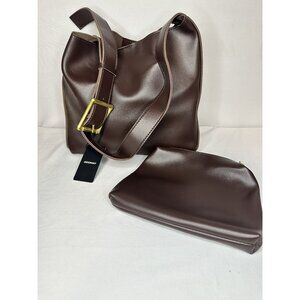 Ooomay Brown slouch boho Bag with cosmetic bag